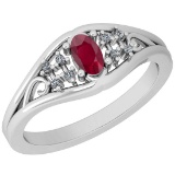 0.41 Ctw I2/I3 Ruby And Diamond 14K White Gold Ring