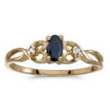 14k Yellow Gold Oval Sapphire And Diamond Ring 0.27 CTW