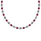 4.04 Ctw SI2/I1 Ruby And Diamond Style Bezel Set 14K White Gold Necklace