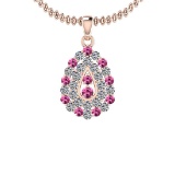 1.15 Ctw VS/SI1 Pink Sapphire And Diamond 14K Rose Gold Pendant Necklace
