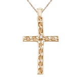 14K Yellow Gold Braided Diamond Cross Pendant 0.01 CTW