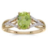 10k Yellow Gold Oval Peridot And Diamond Ring 1.24 CTW