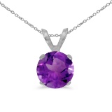 14k White Gold 6mm Round Amethyst Stud Pendant (.65 ct)