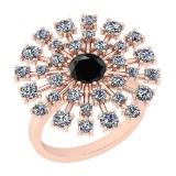 2.50 Ctw I2/I3 Treated Fancy Black And White Diamond 14K Rose Gold Vintage Style Engagement Ring