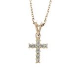 14K Yellow Gold Diamond Cross Pendant