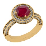 2.13 Ctw I2/I3 Ruby And Diamond 14K Yellow Gold Ring