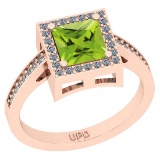 1.32 Ctw I2/I3 Peridot And Diamond 10K Rose Gold Cocktail Ring