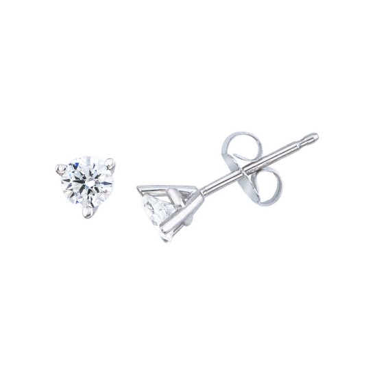 14K White Gold .25 Ct Diamond Martini Setting Stud Earrings