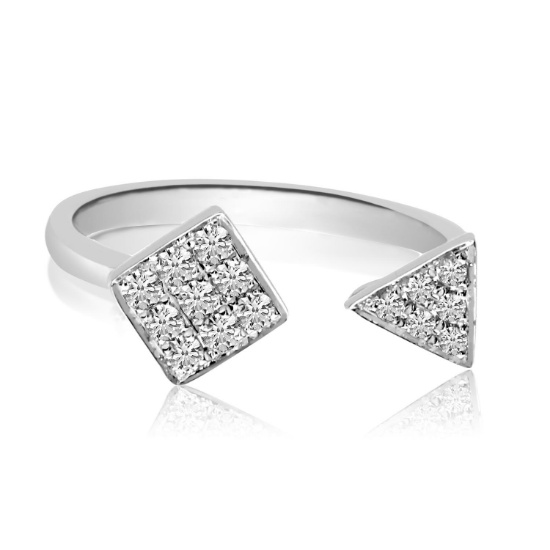 14K White Gold Geometric Diamond Ring 0.23 CTW