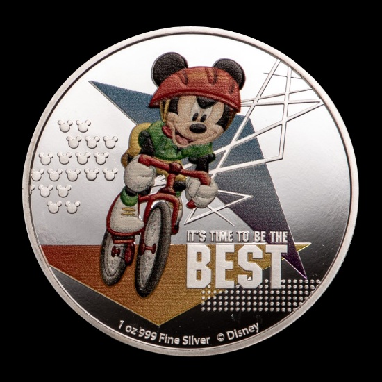 2020 Niue 1 oz Silver $2 Disney Mickey Mouse: Cycling