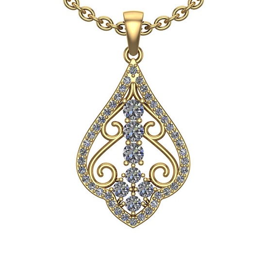 0.61 Ctw VS/SI1 Diamond 14K Yellow Gold Pendant