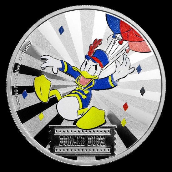 2019 1 oz Silver Disney Carnival Collection Donald Duck