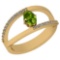0.64 Ctw Peridot And Diamond I2/I3 10K Yellow Gold Vintage Style Ring