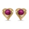 14k Yellow Gold Round Rhodolite Garnet Heart Earrings