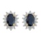 14k Yellow Gold Oval Sapphire And Diamond Earrings 0.82 CTW
