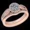 1.02 Ctw I2/I3 Diamond 10K Rose Gold Engagement Halo Set Ring