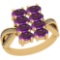 2.21 Ctw Amethyst And Diamond I2/I3 14K Yellow Gold Ring