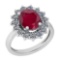 3.28 Ctw VS/SI1 Ruby And Diamond 14K White Gold Vintage Style Ring