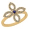 0.38 Ctw I2/I3 Blue Sapphire And Diamond 14K Yellow Gold Ring