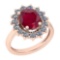 3.28 Ctw VS/SI1 Ruby And Diamond 14K Rose Gold Vintage Style Ring