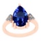 4.39 Ctw VS/SI1 Tanzanite And Diamond 14K Rose Gold Victorian Style Ring