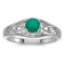 10k White Gold Round Emerald And Diamond Ring 0.34 CTW