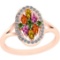 0.91 Ctw VS/SI1 Multi Sapphire And Diamond 14k Rose Gold Ring