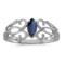 10k White Gold Marquise Sapphire Filagree Ring 0.21 CTW