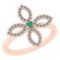 0.38 Ctw I2/I3 Emerald And Diamond 14K Rose Gold Ring