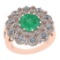 5.77 Ctw VS/SI1 Emerald And Diamond 14K Rose Gold Victorian Style Ring