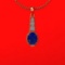 2.90 Ctw VS/SI1 Blue Sapphire And Diamond 14K Yellow Gold Necklace