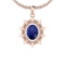 2.00 Ctw Blue Sapphire 14K Rose Gold Necklace
