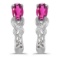 10k White Gold Oval Pink Topaz And Diamond Earrings 0.51 CTW