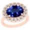 4.62 Ctw VS/SI1 Tanzanite And Diamond Platinum 14K Rose Gold Plated Vintage Style Ring