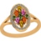 0.91 Ctw VS/SI1 Multi Sapphire And Diamond 14k Yellow Gold Ring