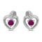10k White Gold Round Ruby And Diamond Heart Earrings 0.25 CTW