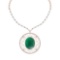 58.57 Ctw VS/SI1 Emerald And Diamond 14k Rose Gold Victorian Style Necklace