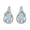 14k White Gold Oval Aquamarine And Diamond Teardrop Earrings 0.62 CTW