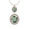 Certified 32.32 Ctw Green Amethyst And Diamond I1/I2 10K Rose Gold Pendant