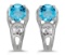 14k White Gold Round Blue Topaz And Diamond Earrings 0.89 CTW