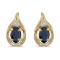 10k Yellow Gold Oval Sapphire And Diamond Earrings 0.08 CTW