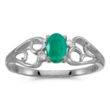 14k White Gold Oval Emerald And Diamond Ring 0.33 CTW