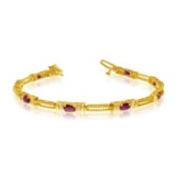 10k Yellow Gold Natural Ruby And Diamond Tennis Bracelet 1.6 CTW
