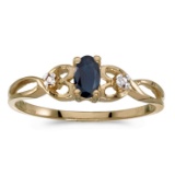 10k Yellow Gold Oval Sapphire And Diamond Ring 0.27 CTW