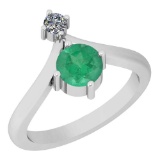 1.00 Ctw VS/SI1 Emerald And Diamond Platinum Ring