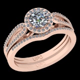 1.02 Ctw I2/I3 Diamond 10K Rose Gold Engagement Halo Set Ring