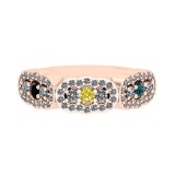 0.73 Ctw I2/I3 Treated Fancy Multi Diamond 10K Rose Gold Vintage Style Bridal Wedding Band Ring