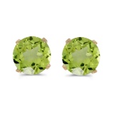 5 mm Natural Round Peridot Stud Earrings Set in 14k Yellow Gold 0.82 CTW