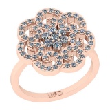 0.75 Ctw SI2/I1 Diamond 14K Rose Gold Vintage Style Engagement Ring