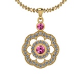 1.03 Ctw VS/SI1 Pink Sapphire And Diamond 14K Yellow Gold Pendant Necklace